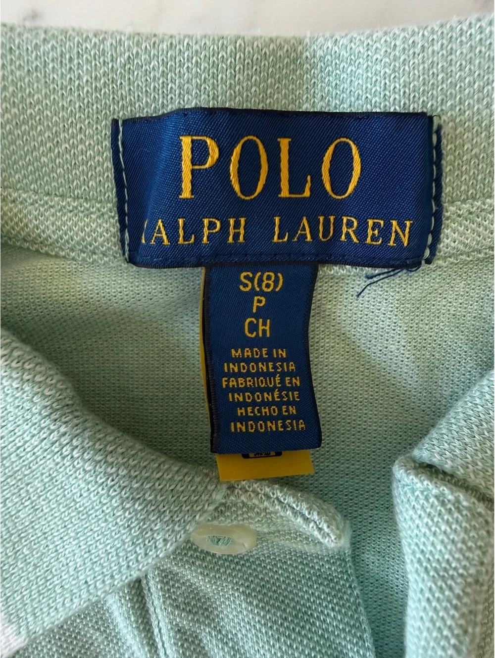 Polo Ralph Lauren Boys S 8 Mint Green Cotton Pique Polo Shirt Pony Logo